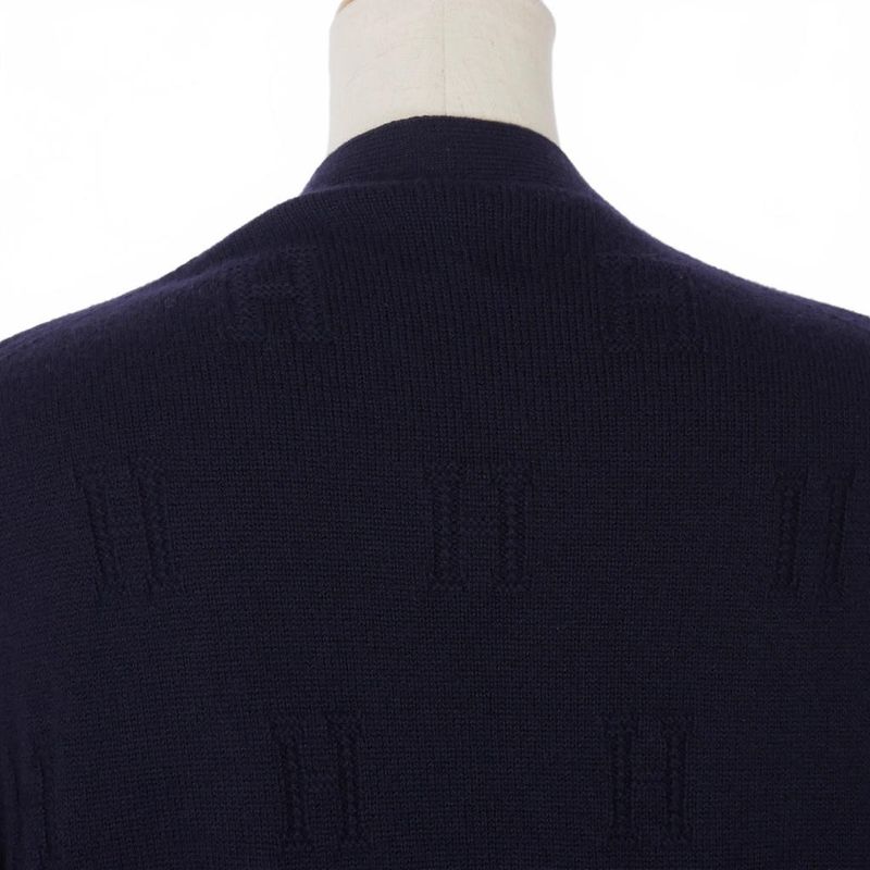 Hermes Margiela Period H Motif Knit Cardigan Sweater 40 Navy Blue Navy