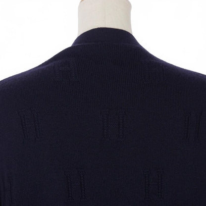 Hermes Margiela Period H Motif Knit Cardigan Sweater 40 Navy Blue Navy