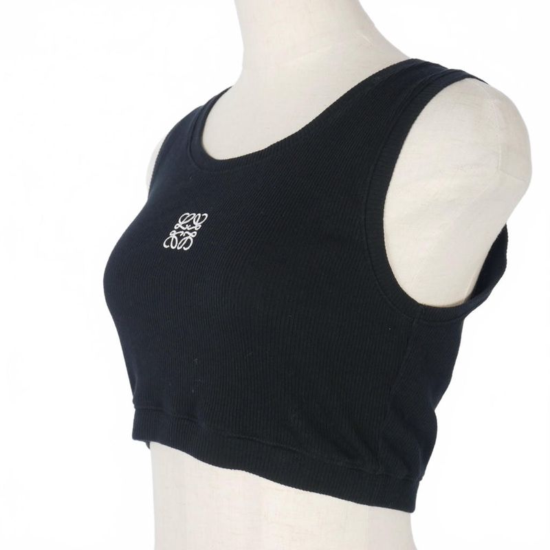 Loewe Logo Tank Top Cropped U Neck S Black 1726718