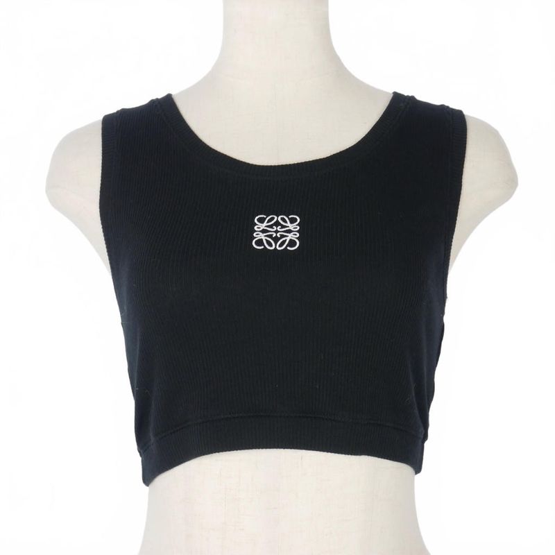 Loewe Logo Tank Top Cropped U Neck S Black 1726718