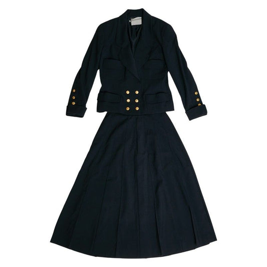 Chanel Coco Mark Button Jacket Double Skirt Setup Size: 40 Black Ladies Chanel