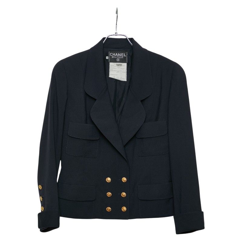 Chanel Coco Mark Button Jacket Double Skirt Setup Size: 40 Black Ladies Chanel