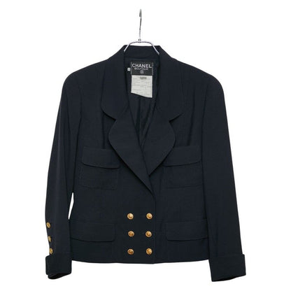 Chanel Coco Mark Button Jacket Double Skirt Setup Size: 40 Black Ladies Chanel