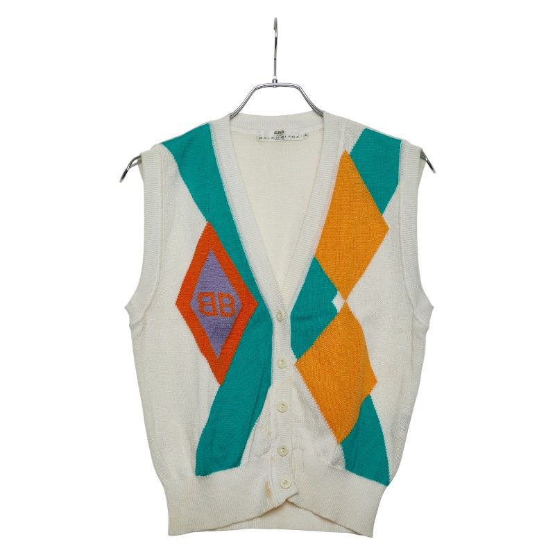 Balenciaga Knit Vest Size: M White Multicolor Cotton Women's Balenciaga