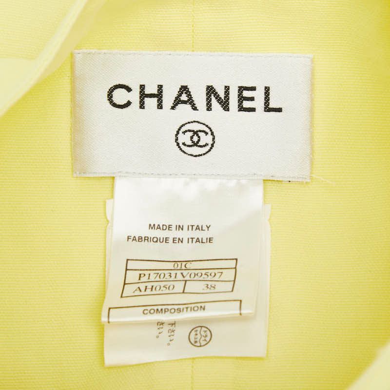 Chanel Sleeveless Dress Size: 38 P17031v09597 Yellow Cotton Women's Chanel