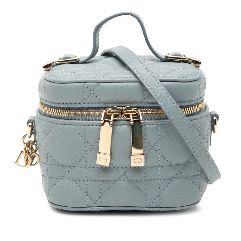 Dior Canage Lady Dior Micro Vanity Bag Shoulder Bag 2way Light Blue Leather
