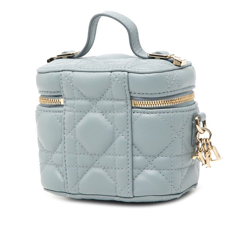 Dior Canage Lady Dior Micro Vanity Bag Shoulder Bag 2way Light Blue Leather