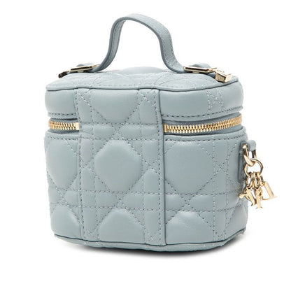 Dior Canage Lady Dior Micro Vanity Bag Shoulder Bag 2way Light Blue Leather