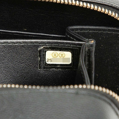 Chanel Matelasse CC Filigree Chain Wallet Shoulder Bag Black Caviar Skin Women