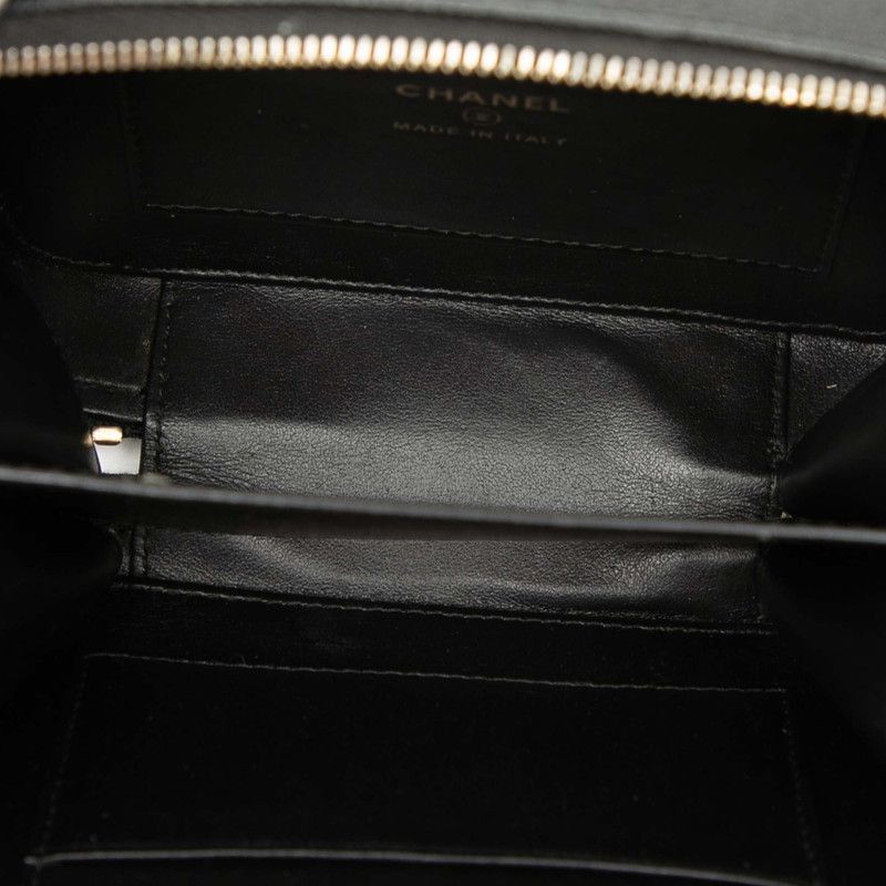 Chanel Matelasse CC Filigree Chain Wallet Shoulder Bag Black Caviar Skin Women