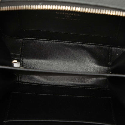 Chanel Matelasse CC Filigree Chain Wallet Shoulder Bag Black Caviar Skin Women