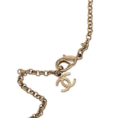 Chanel Chain Pendant Necklace Gold Plated Rhinestone Ladies Chanel