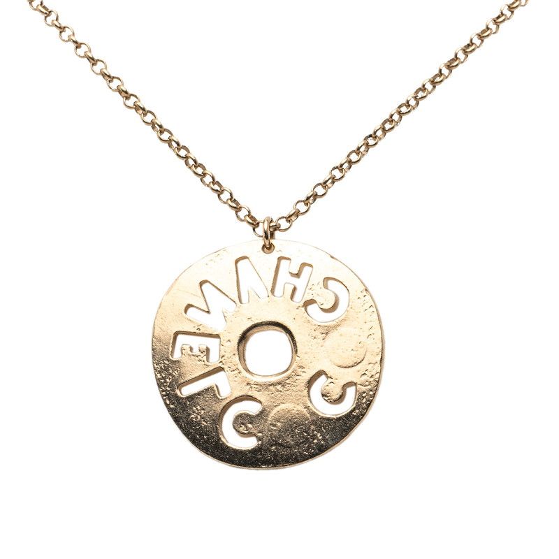 Chanel Chain Pendant Necklace Gold Plated Rhinestone Ladies Chanel