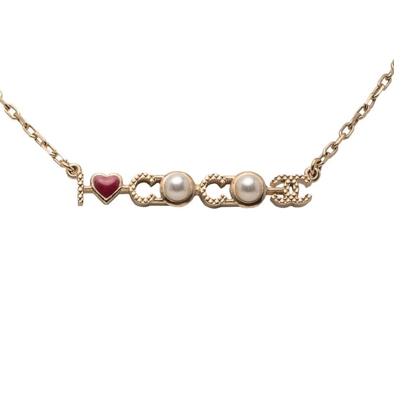 Chanel Coco Mark I Love Coco Gold Plated Faux Pearl Ladies Chanel