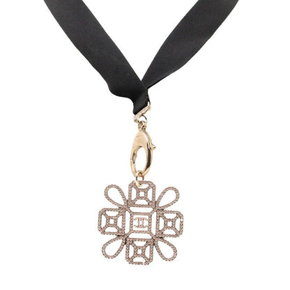 Chanel Coco Mark Gold Black Plated Rhinestone Ladies Chanel