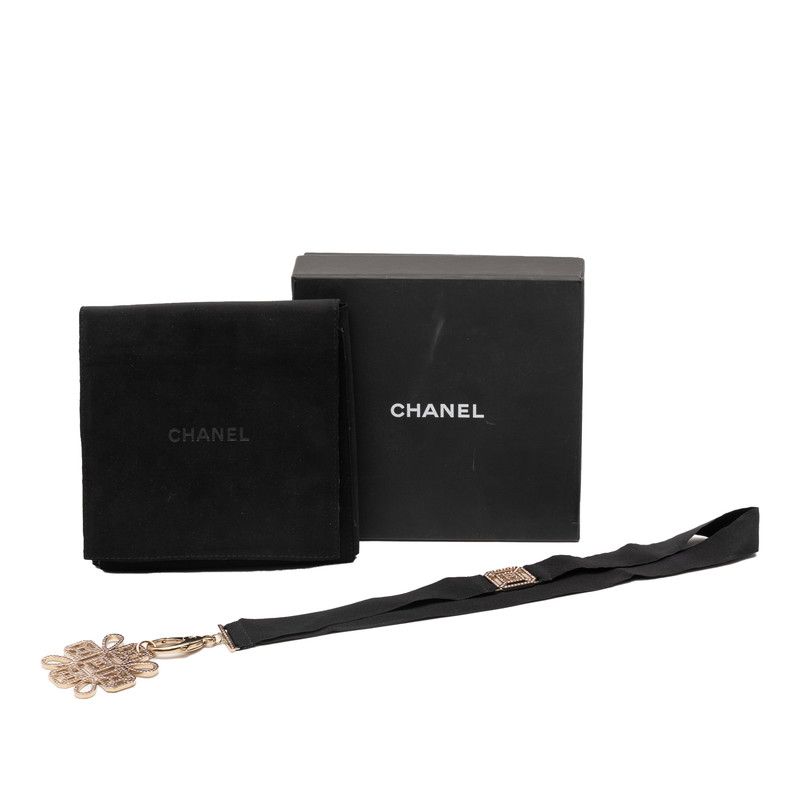 Chanel Coco Mark Gold Black Plated Rhinestone Ladies Chanel