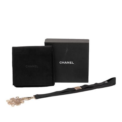 Chanel Coco Mark Gold Black Plated Rhinestone Ladies Chanel