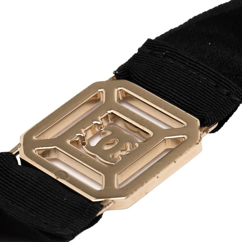 Chanel Coco Mark Gold Black Plated Rhinestone Ladies Chanel