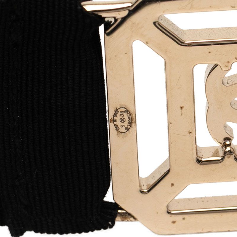 Chanel Coco Mark Gold Black Plated Rhinestone Ladies Chanel