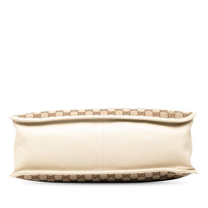 Gucci GG Canvas Horsebit 1955 Tote Shoulder Bag 623694 Beige White Canvas