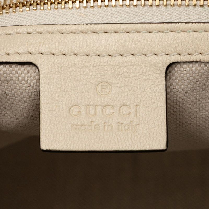 Gucci GG Canvas Horsebit 1955 Tote Shoulder Bag 623694 Beige White Canvas