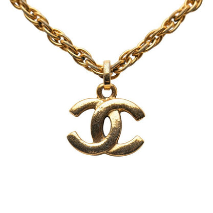 Chanel Coco Mark Chain Pendant Necklace Gold Plated Ladies Chanel