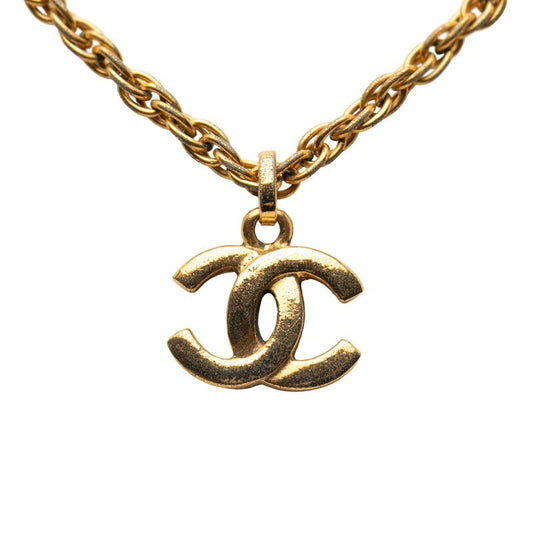 Chanel Coco Mark Chain Pendant Necklace Gold Plated Ladies Chanel