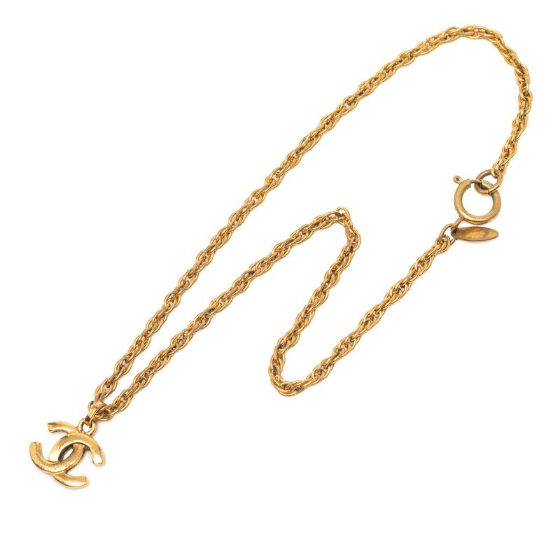 Chanel Coco Mark Chain Pendant Necklace Gold Plated Ladies Chanel