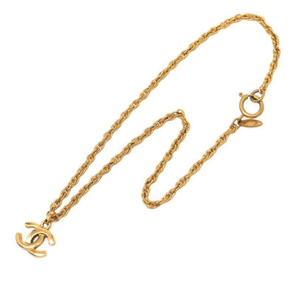 Chanel Coco Mark Chain Pendant Necklace Gold Plated Ladies Chanel