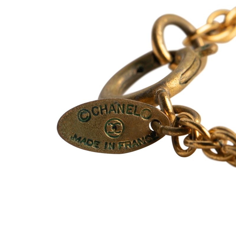 Chanel Coco Mark Chain Pendant Necklace Gold Plated Ladies Chanel