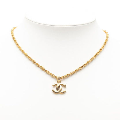 Chanel Coco Mark Chain Pendant Necklace Gold Plated Ladies Chanel