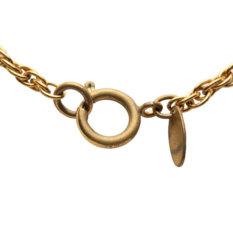 Chanel Coco Mark Chain Pendant Necklace Gold Plated Ladies Chanel