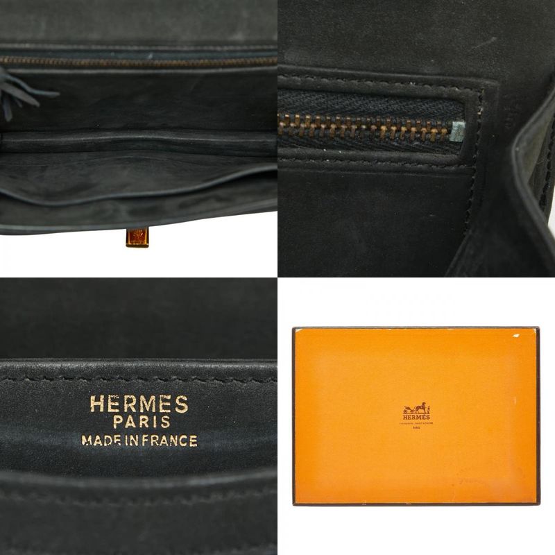 Hermes Alcazar Chain Shoulder Bag Grey Black Gold Dobris Women Hermes