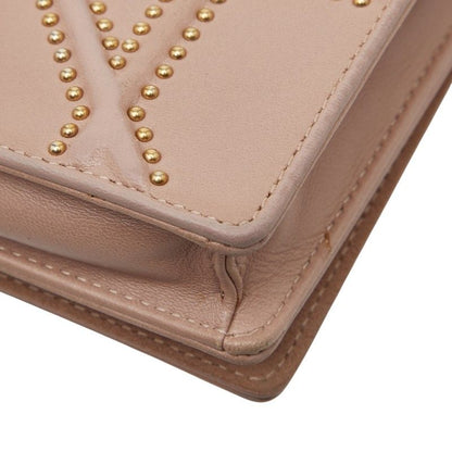 Dior Studs Dior Ama Crossbody Chain Wallet Shoulder Bag Pink Beige Leather