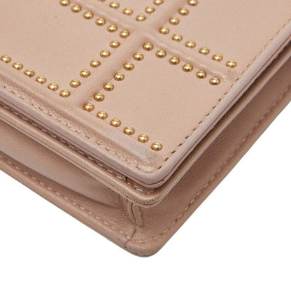 Dior Studs Dior Ama Crossbody Chain Wallet Shoulder Bag Pink Beige Leather