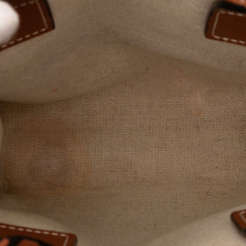 Celine Saint Tropez Mini Vertical Handbag Shoulder Bag 2way Ivory Brown Canvas