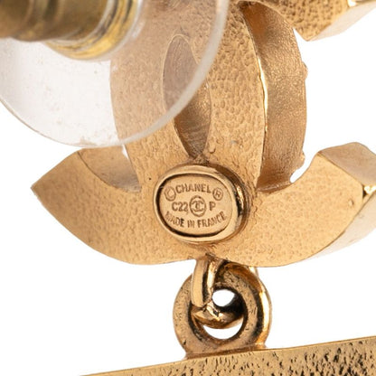 Chanel Coco Mark Boy Stud Earrings Gold Plated Rhinestone Ladies Chanel