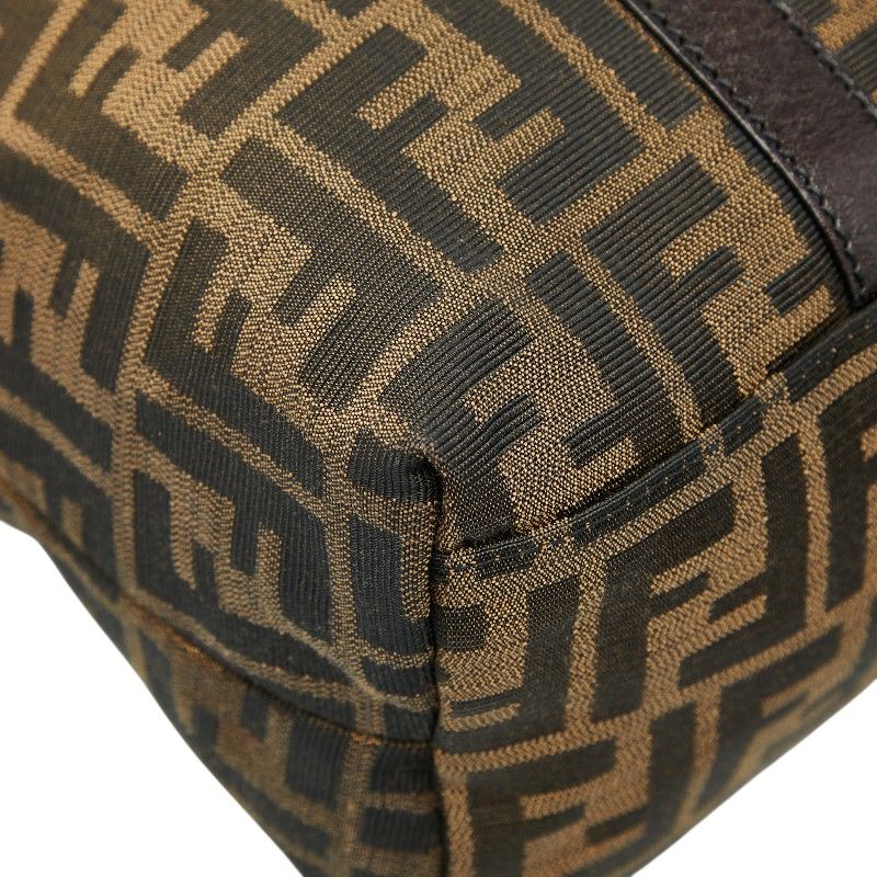 Fendi Zucca Handbag Tote Bag Brown Canvas Leather Women's Fendi