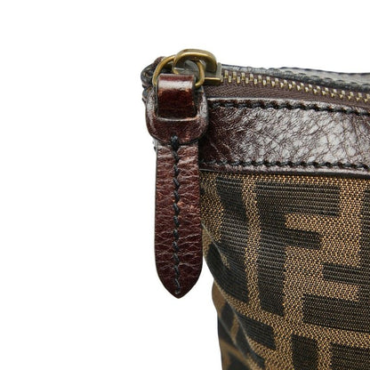 Fendi Zucca Handbag Tote Bag Brown Canvas Leather Women's Fendi