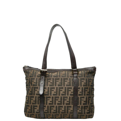 Fendi Zucca Handbag Tote Bag Brown Canvas Leather Women's Fendi