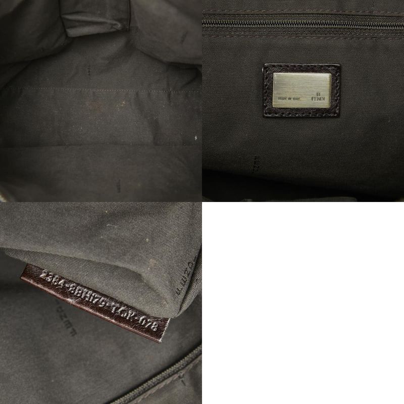 Fendi Zucca Handbag Tote Bag Brown Canvas Leather Women's Fendi