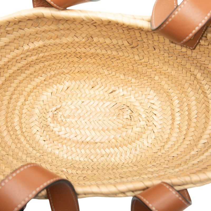 Loewe Anagram Basket Bag Small Handbag Bag Beige Brown Raffia Leather Women