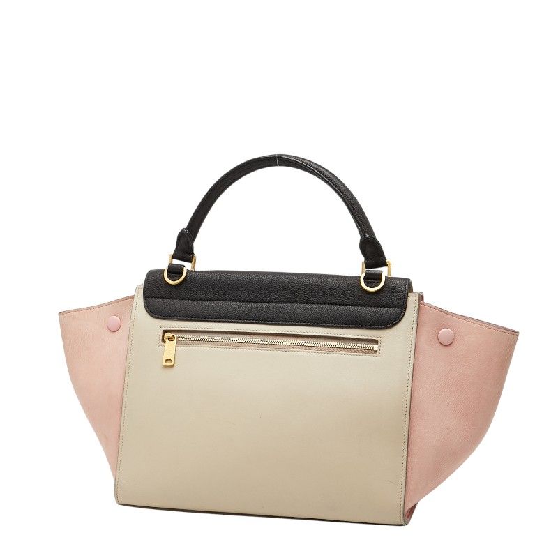 Celine Trapeze Small Tricolor Handbag Shoulder Bag 2way White Multicolor
