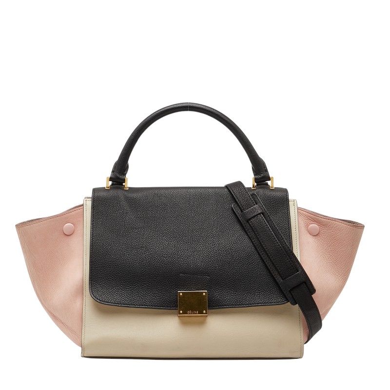Celine Trapeze Small Tricolor Handbag Shoulder Bag 2way White Multicolor