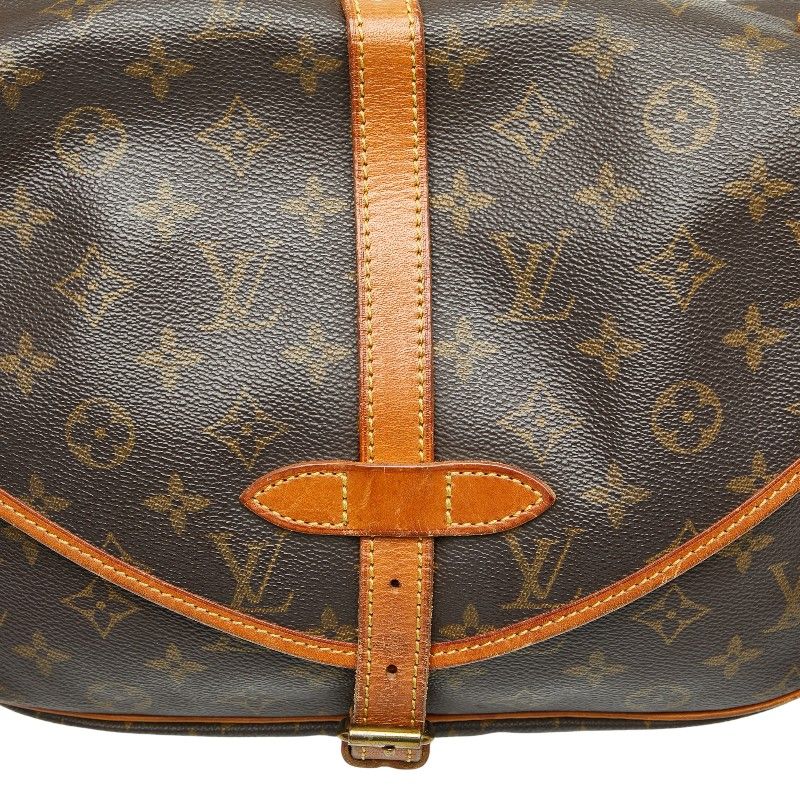Louis Vuitton Monogram Saumur 30 Diagonal Shoulder Bag M42256 Brown PVC Leather