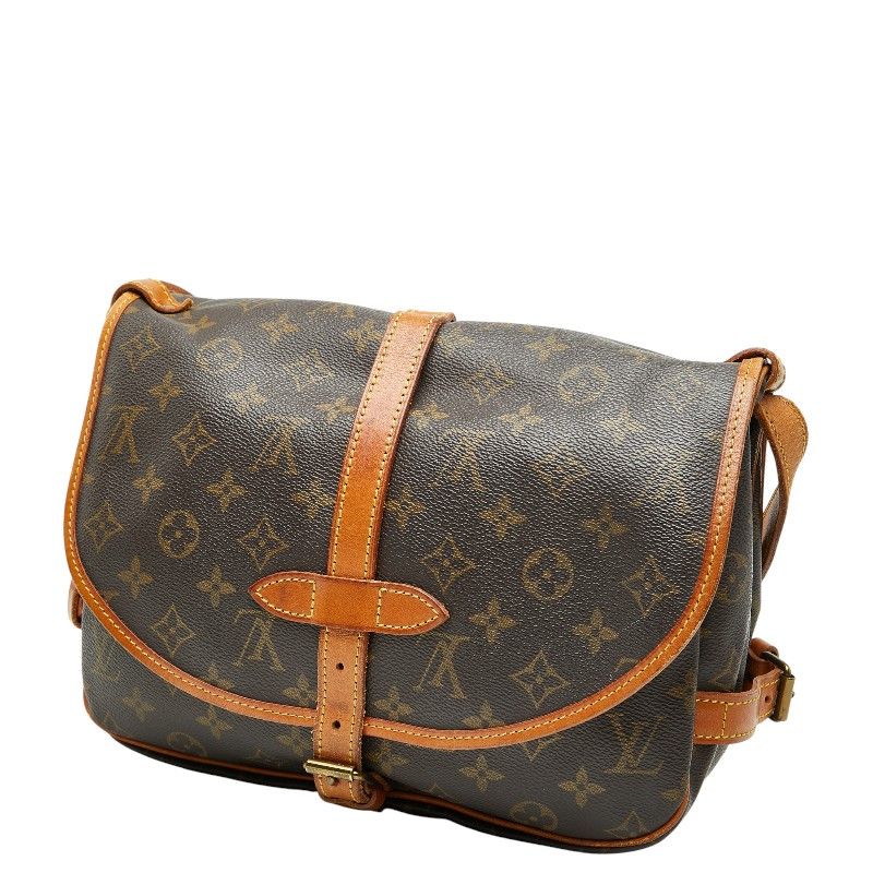 Louis Vuitton Monogram Saumur 30 Diagonal Shoulder Bag M42256 Brown PVC Leather
