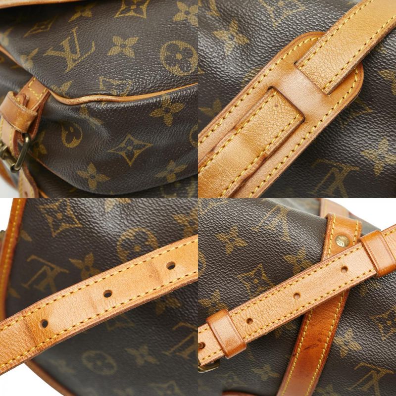 Louis Vuitton Monogram Saumur 30 Diagonal Shoulder Bag M42256 Brown PVC Leather