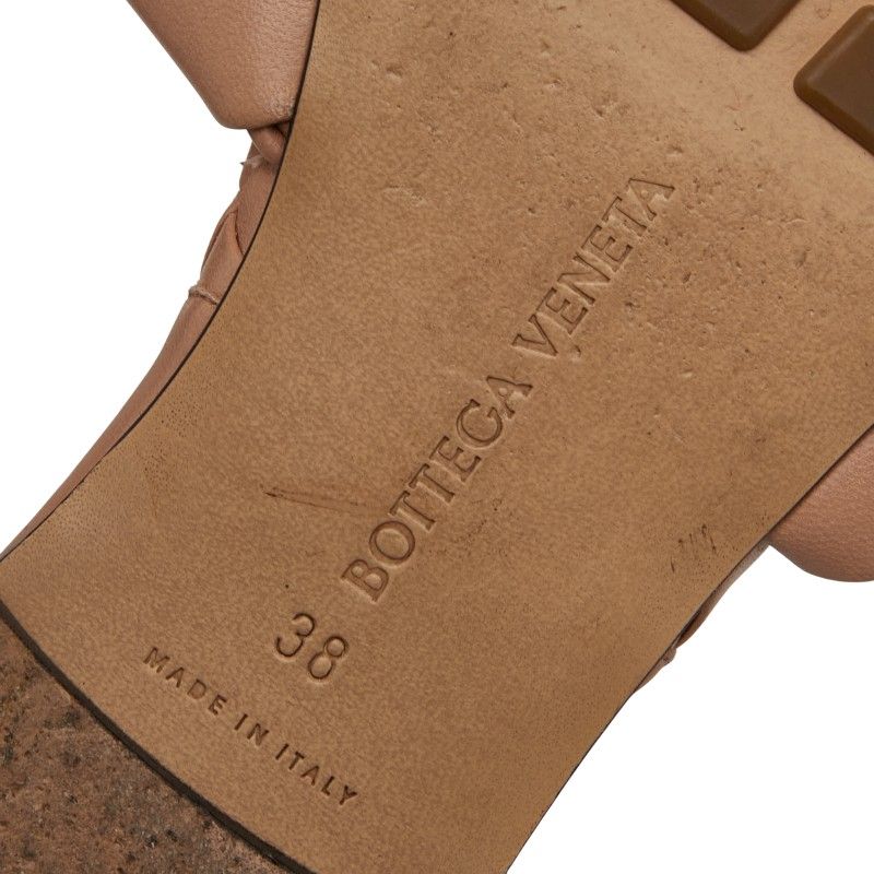 Bottega Veneta Intrecciato Lido Sandals Flat Sandals Size: 38 Beige Leather
