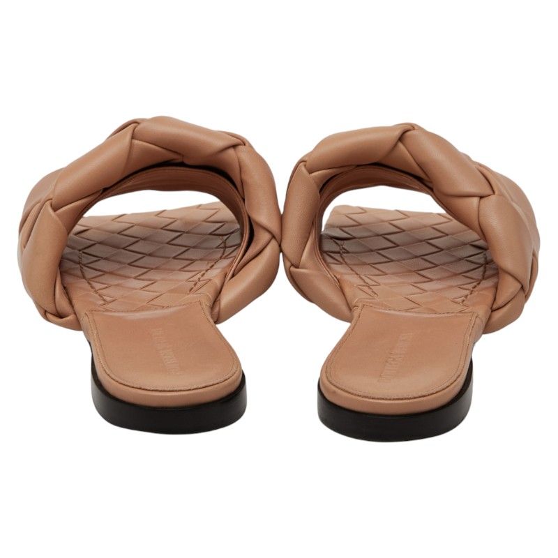 Bottega Veneta Intrecciato Lido Sandals Flat Sandals Size: 38 Beige Leather