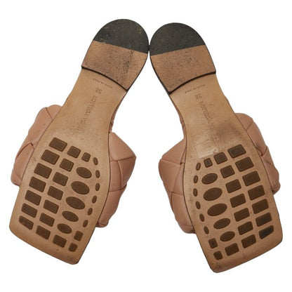 Bottega Veneta Intrecciato Lido Sandals Flat Sandals Size: 38 Beige Leather